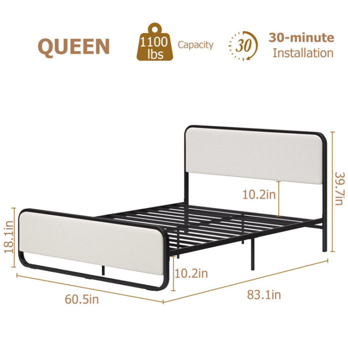 Arnie Metal Platform Bed - Chic Decora