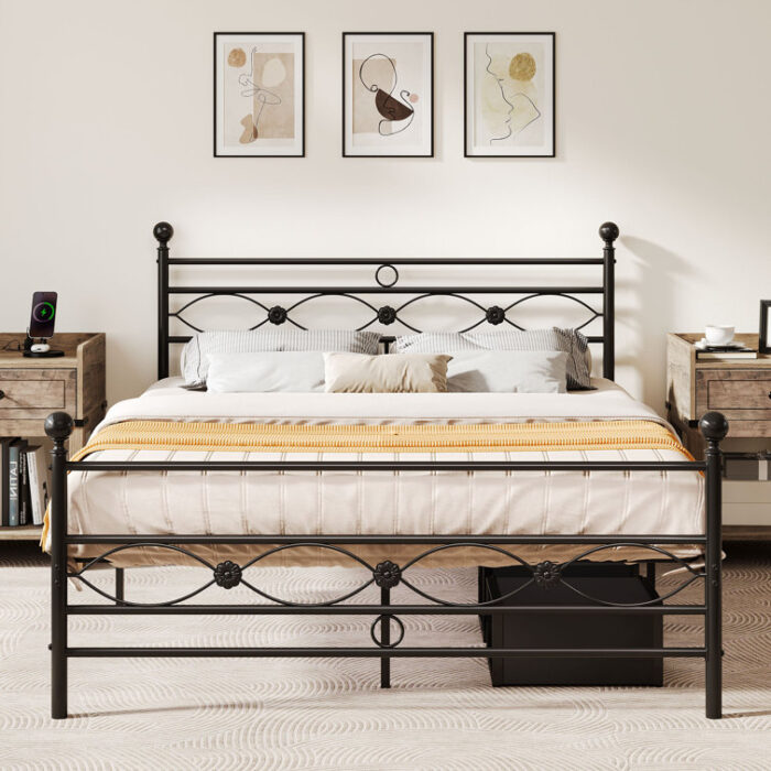 Arriella Metal Platform Bed No Box Spring Needed - Chic Decora