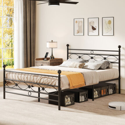 Arriella Metal Platform Bed No Box Spring Needed - Chic Decora