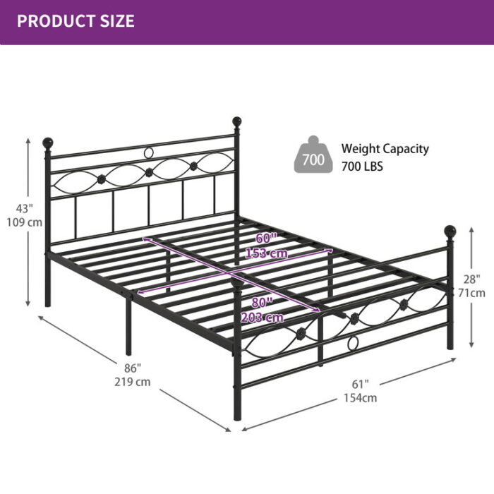 Arriella Metal Platform Bed No Box Spring Needed - Chic Decora