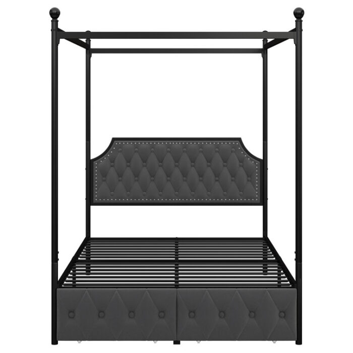 Artevious Upholstered Metal Canopy Storage Bed - Chic Decora