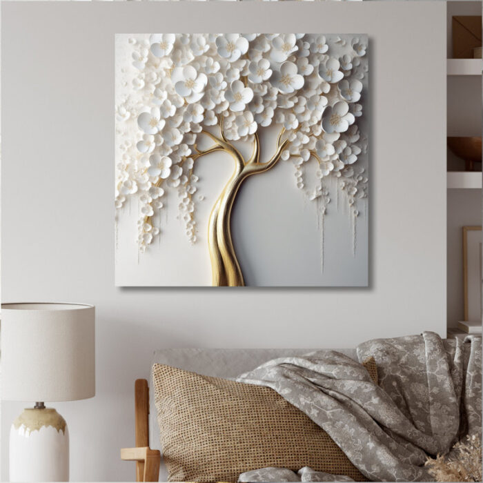 Arunveer ” White Orchid Tree Garden Of Branches VII “ - Chic Decora