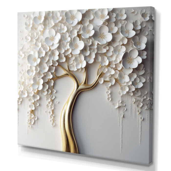 Arunveer ” White Orchid Tree Garden Of Branches VII “ - Chic Decora