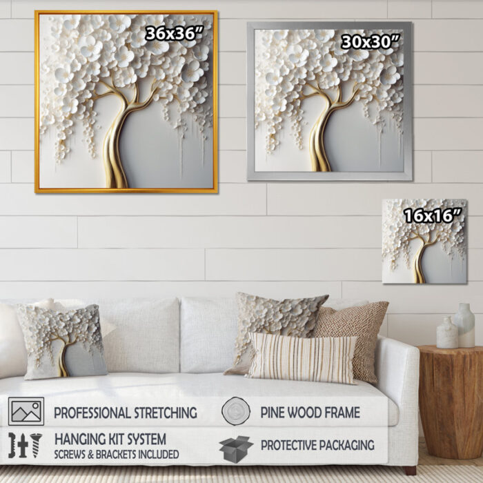 Arunveer ” White Orchid Tree Garden Of Branches VII “ - Chic Decora