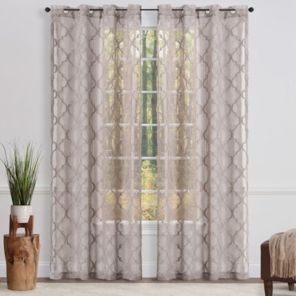 Blooming Prairie Cotton Semi Sheer Curtain Pair (Set of 2) - Chic Decora