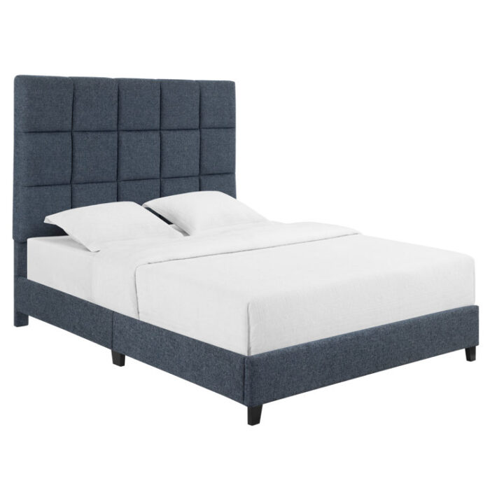 Ashiqu Squares Upholstered Platform Bed - Chic Decora