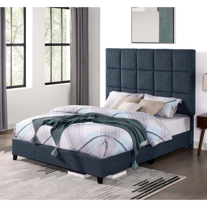 Ashiqu Squares Upholstered Platform Bed - Chic Decora