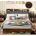 Ashwaq Upholstered Metal Bookcase Storage Bed - Chic Decora