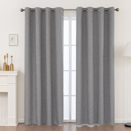 Aslyn Linen Textured Thermal Insulated 100% Blackout Grommet Curtain Pair (Set of 2) - Chic Decora