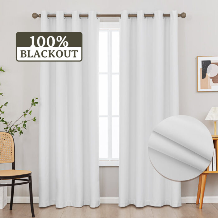 Aslyn Linen Textured Thermal Insulated 100% Blackout Grommet Curtain Pair (Set of 2) - Chic Decora