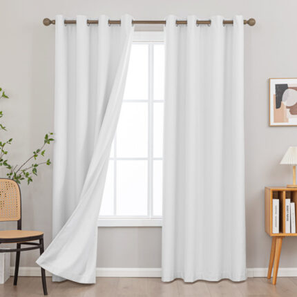 Nautica Synthetic Solid Color Blackout Thermal Rod Pocket Curtain Panels (Set of 2) - Chic Decora