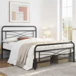 Atalfo Vintage Metal Bed Frame with Criss-Cross Design Headboard - Chic Decora