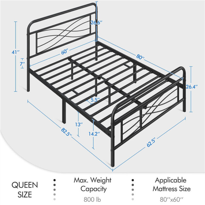 Atalfo Vintage Metal Bed Frame with Criss-Cross Design Headboard - Chic Decora