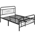 Atalfo Vintage Metal Bed Frame with Criss-Cross Design Headboard - Chic Decora