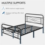 Atalfo Vintage Metal Bed Frame with Criss-Cross Design Headboard - Chic Decora