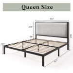 Ataman Metal Platform Bed With Simple Upholstered Headboard - Chic Decora