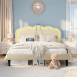 Audey Upholstered Platform Bed with Headboard & LED Lights - Chic Decora