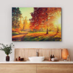 Autumn Fall Color Autumn Scene Fall Forest Maple Trees Natural Landscape Canvas Print Large Wall Art - Chic Decora