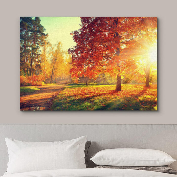 Autumn Fall Color Autumn Scene Fall Forest Maple Trees Natural Landscape Canvas Print Large Wall Art - Chic Decora