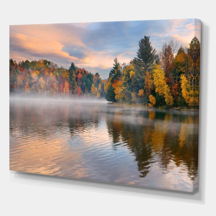 Autumn Foliage by the Lakeside – Photograph Print on Canvas - Chic Decora