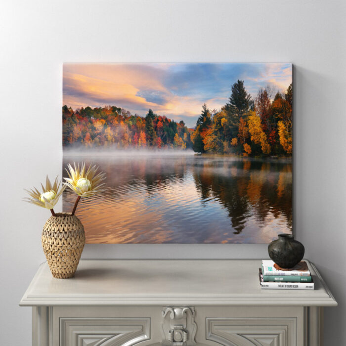 Autumn Foliage by the Lakeside – Photograph Print on Canvas - Chic Decora