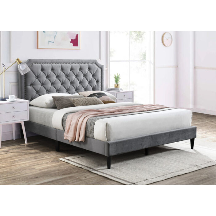 Ava Tufted Upholstered Low Profile Platform Bed - Chic Decora