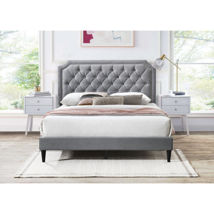 Ava Tufted Upholstered Low Profile Platform Bed - Chic Decora