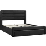 Avelle Vegan Leather Metal Platform Storage Bed - Chic Decora