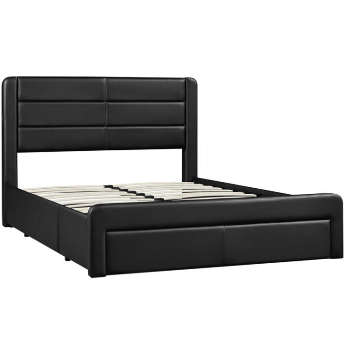 Avelle Vegan Leather Metal Platform Storage Bed - Chic Decora