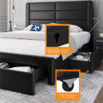 Avelle Vegan Leather Metal Platform Storage Bed - Chic Decora