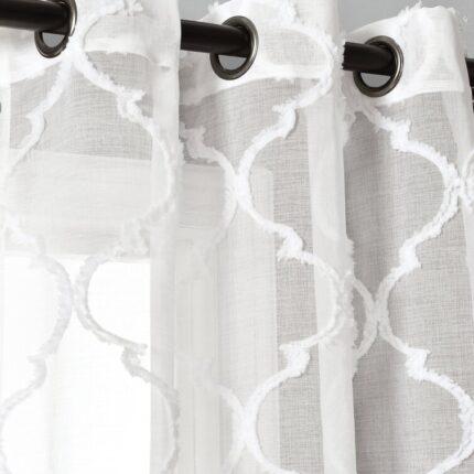 Avon Trellis Sheer Polyester Sheer Curtain Pair (Set of 2) - Chic Decora