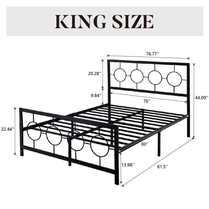 Avren Oriental Vintage Style Metal Platform Bed - Chic Decora