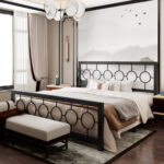 Avren Oriental Vintage Style Metal Platform Bed - Chic Decora