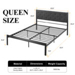 Baca Upholstered Bed with Metal Frame Platform - Chic Decora