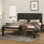 Bacote Upholstered Metal Platform Bed - Chic Decora