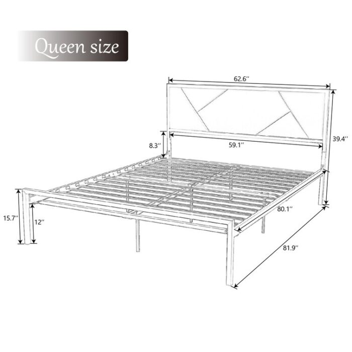 Bacote Upholstered Metal Platform Bed - Chic Decora