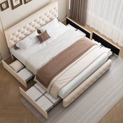 Ballycor Upholstered Metal Bed - Chic Decora