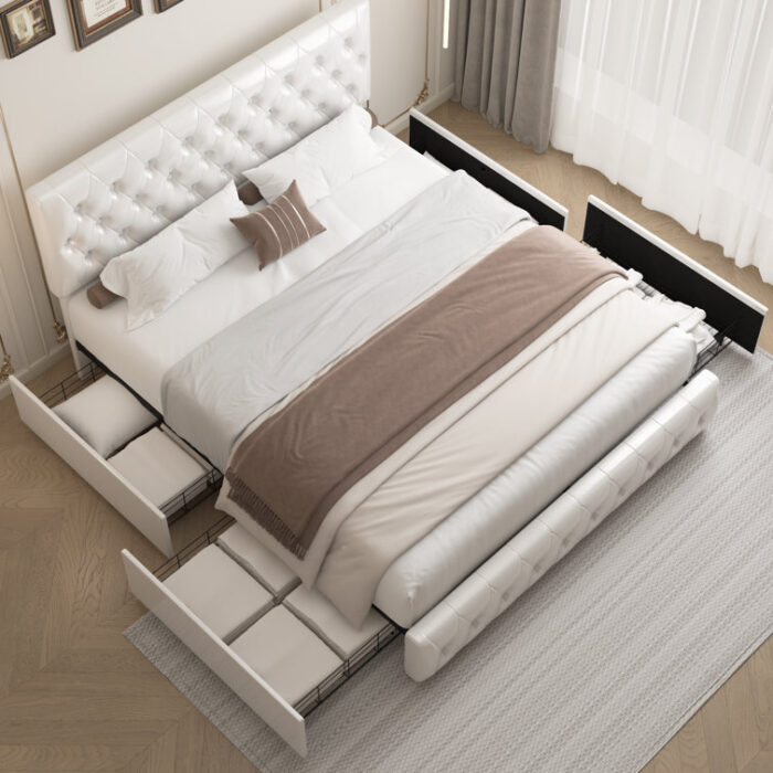 Ballycor Upholstered Metal Bed - Chic Decora