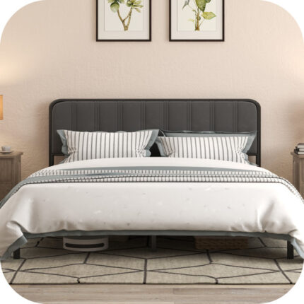 Barrault Upholstered Metal Panel Bed - Chic Decora