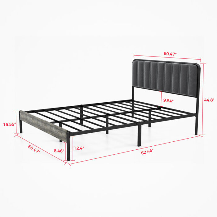 Barrault Upholstered Metal Panel Bed - Chic Decora