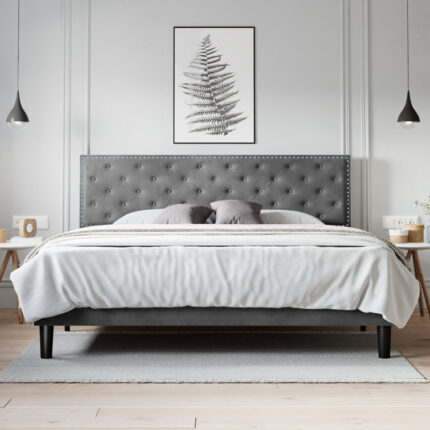 Basnett Upholstered Platform Bed - Chic Decora