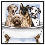 Bath and Laundry Big Pups in The Tub Graphic Art on Canvas - Chic Decora