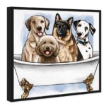 Bath and Laundry Big Pups in The Tub Graphic Art on Canvas - Chic Decora