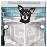 Bath and Laundry Occupied Bathroom Chihuahua, Modern and Canvas Wall Art Print for Bath - Chic Decora