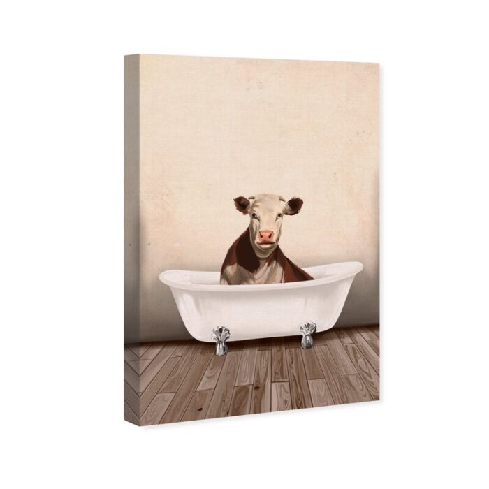 Bath and Laundry Rustic Cow Bathroom, Cabin/Lodge and Canvas Wall Art Print for Bath - Chic Decora