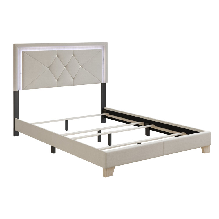 Beckville Upholstered Panel Bed with Headboard Lighting - Chic Decora