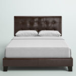 Bed, Queen Size, Platform, Bedroom, Frame, Upholstered, Pu Leather Look, Brown, Transitional - Chic Decora