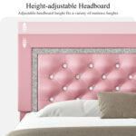 Bed Frame With Diamond Button Tufted Headboard - Chic Decora