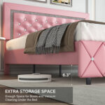 Bed Frame With Diamond Button Tufted Headboard - Chic Decora