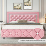 Bed Frame With Diamond Button Tufted Headboard - Chic Decora